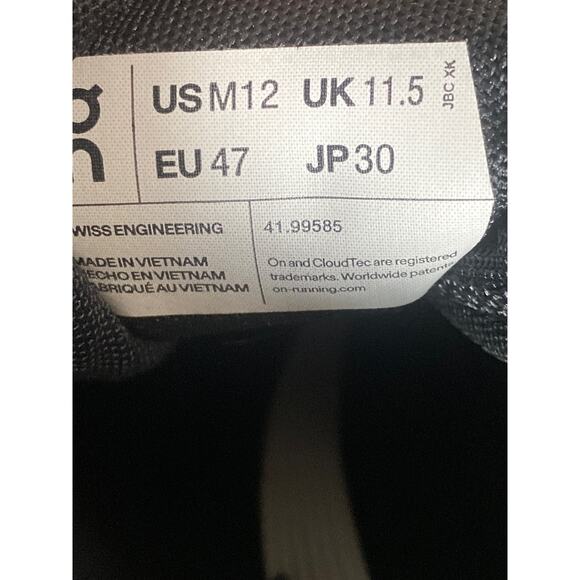 On Cloud Cloudswift Size 12 Black/Rock - 41-99585 - Picture 8 of 9